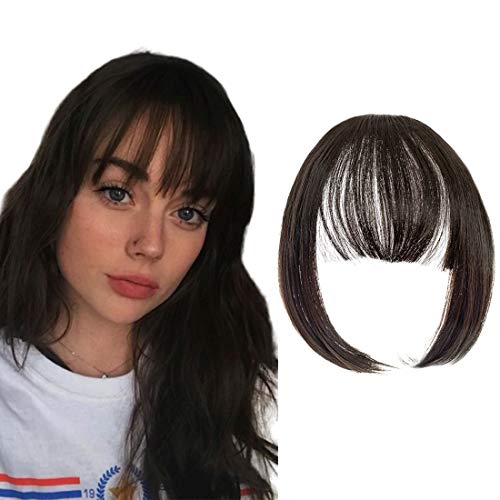 Qunlinta Clip in Bangs Hair Extensions One Piece in Fringe Bangs Hairpiece Synthetic Hair Accessories For Women Dark Brown