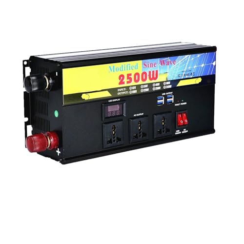 Onduleur 12V 110V multiprise USB convertisseur tension 2500W double LED - 2
