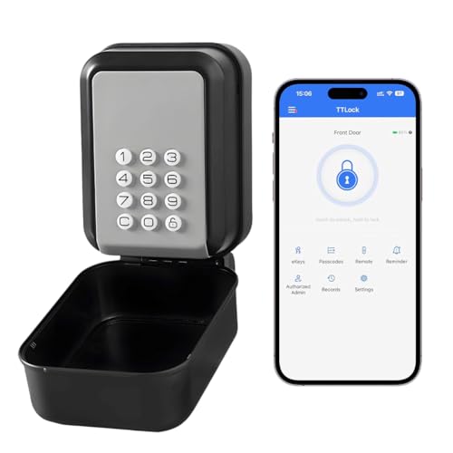 Caja fuerte inteligente para llaves con código numérico exterior, con Bluetooth con código para exteriores, caja fuerte para llaves Smart Lock para exteriores, código PIN de 12 puntos, resistente al