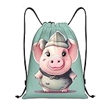 HJLUUFT Lindas bolsas con cordón de cerdo, versátiles bolsas de cordón para gimnasio, práctica bolsa de cuerda, ideal para deportes, gimnasio, yoga, viajes, Negro -, M