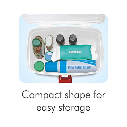 Image of EMNDR 2 Layers Portable Medicine Storage Box Organizer with Compartments Family Emergency Kit Storage Box with Clear Cover, Rectangular