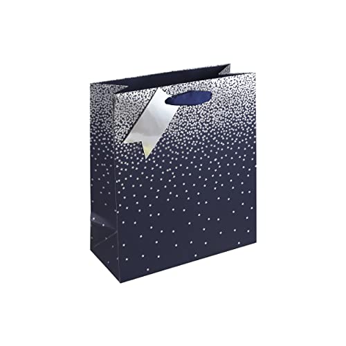 Clairefontaine 30861-3C - Un Sac Cadeau Excellia- Format Moyen - 21,5x10,2x25,3cm - 210g - Motif : Étoiles Sur Fond Bleu Marine - Emballage Cadeau, Idéal pour : Livre, Jeu, Petits cadeaux