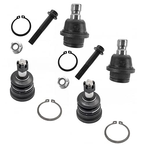 TRQ Front Upper and Lower Driver and Passenger Side Ball Joint Set Compatible with 2005-2019 Nissan Frontier 2005-2012 Pathfinder 2005-2015 Xterra