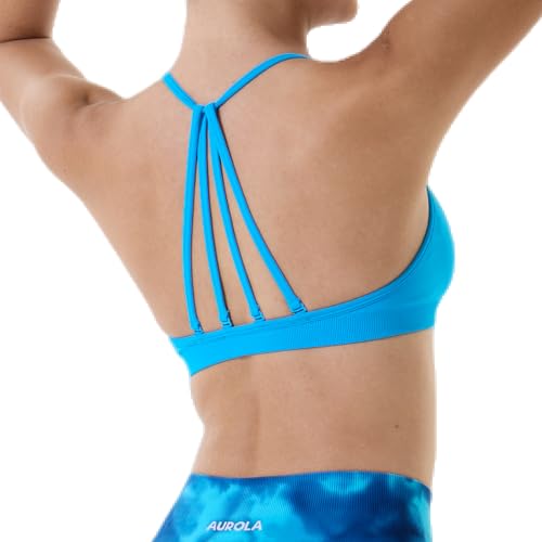 Image of AUROLA Mercury Workout Sports Bras Women Athletic Removable Padded Backless Strapy Minimal Crop Top