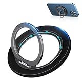 スマホリング マグセーフリング マグネット式 バンカーリング MagSafe対応 超強力 360°角度調整可能 磁気増強リング付きスマホスタンド機能 磁石 機能 マグセーフ リング 取り外し可能 コンパクト 片手操作 落下防止 薄型 に対応 i-Phone 16 15 14 13 12 Pro Max Android (ブラック-新モデル)
