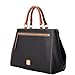 Dooney & Bourke Satchel Bags for Women, Pebble Grain Leather Zip Satchel Handbag with Crossbody Strap - Black