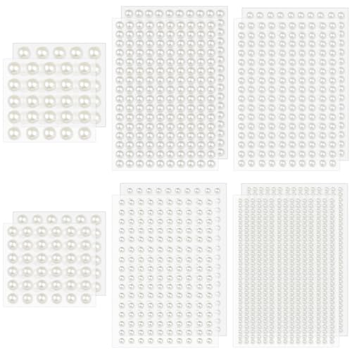 1982 Pcs Self-Adhesive Pearl Stickers, Multiple Sizes, Decorative Pearl Gems for Face, Crafts, Hair, Makeup, Nail