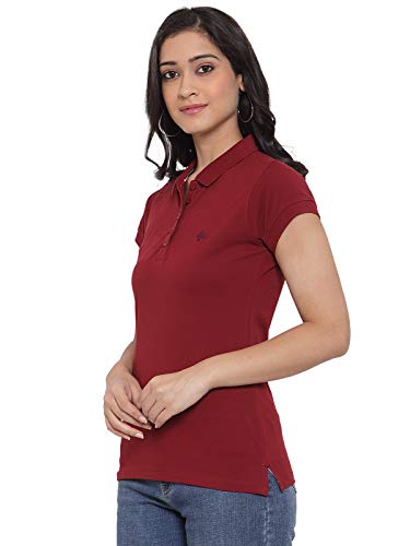 Image of Cantabil Women Half Sleeves Collar Neck T-Shirt (Black)