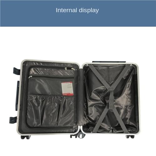 PANKERS Travel Suitcase Aluminum Frame Trolley Case, Durable Universal Wheel Waterproof Travel Boarding Large Capacity Password Box Trolley Case, White3