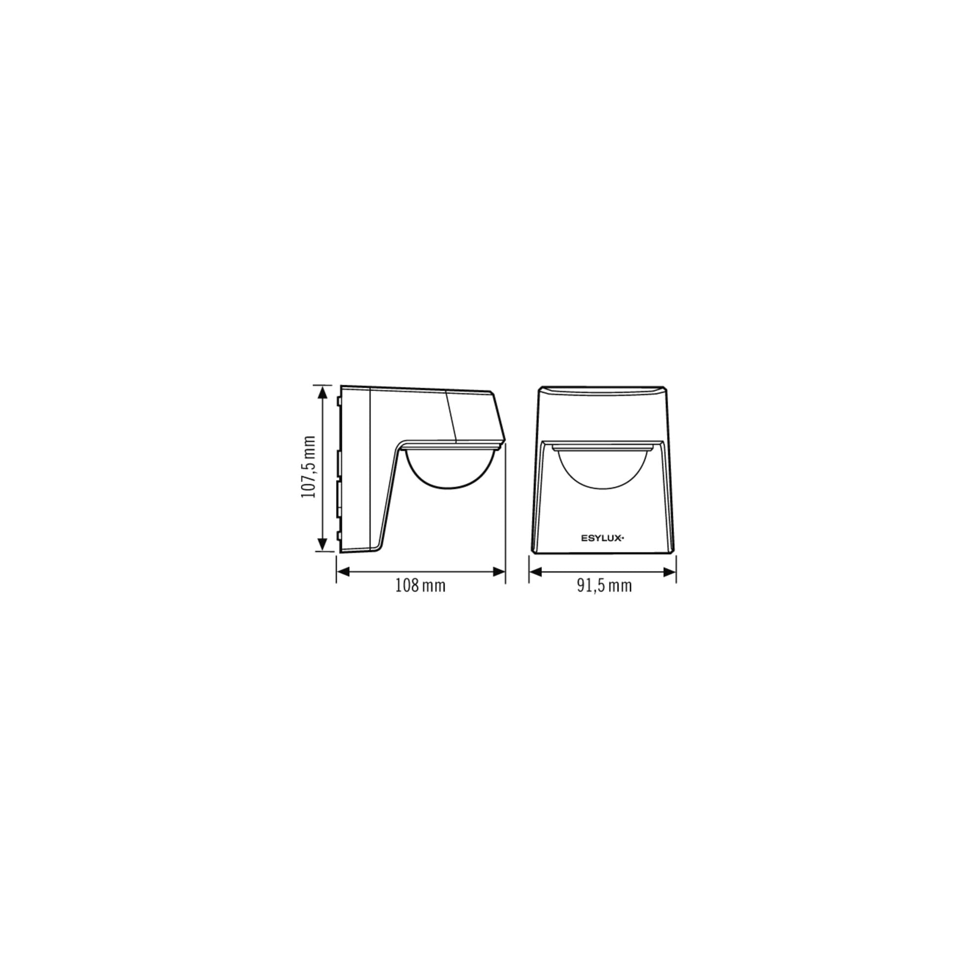ESYLUX EM10025365 IK07 Détecteur de Mouvement Mural 200° Gris IP55