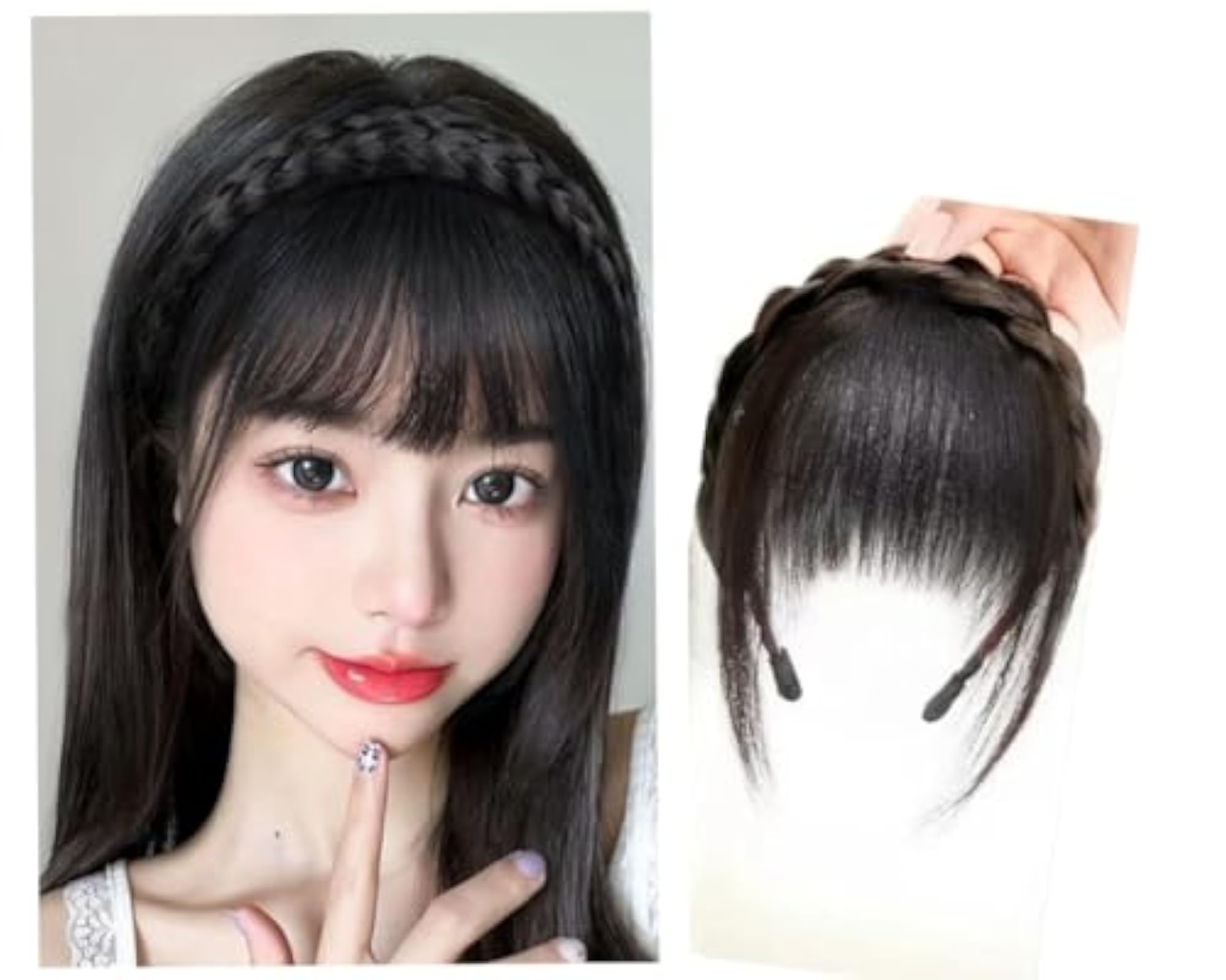 Front Bangs Fringe Extensions for Women & Girls, Synthetic Neat Bangs