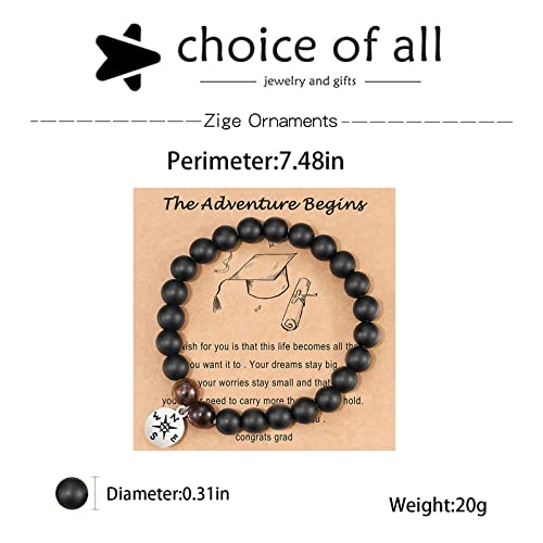 Image of Graduation Gifts for Her Class of 2025 Compass Charm Bracelet Pink Natural Stone Bracelet College High School Graduation Gifts