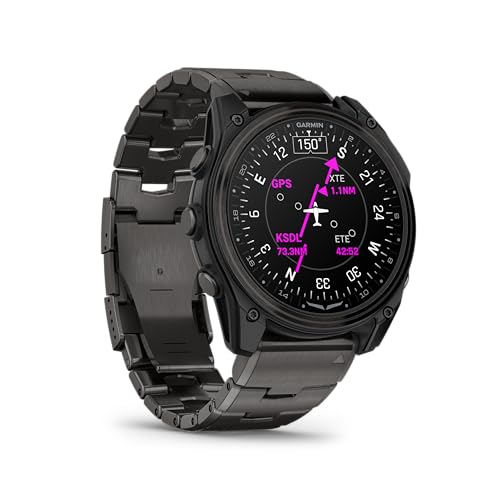 Garmin D2™ Mach 2 – 51 mm, Premium Aviator Smartwatch with GPS, Advanced Flight Maps, LED Flashlight, Built-in Microphone/Speaker for Calls and Texts, Carbon Gray DLC Titanium with Titanium Bracelet by Garmin - Used condition - Image 3