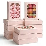 HNCY 20 St&uuml;ck Keksschachtel mit Sichtfenster, Geb&auml;ckkarton 18x11x4cm, B&auml;ckerei Boxen mit Fenster, Kekse Boxen Macaron Schokolade Cupcakes Donuts Pralinenschachteln