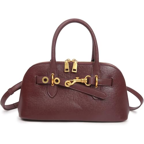 Image of Womens Leather Satchel Handbag, Top Handle Crossbody Purse | Genuine Leather, Structured Satchel, Small or Large, Top Handle, Crossbody Strap, Daily Carry, Work Travel