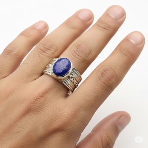 Image of 55Carat Choose Your Color Genuine Gemstone Sterling Silver Ring Band Vintage Handmade Jewelry Sizes 5-12