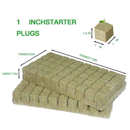 Yeshine 1'' Rockwool/Stonewool Cubes, 100 Starter Plugs With Planting Holes, Ideal Hydroponics Grow Cubes, Perfect For Soilless Culture And Transplanting, 100 Cubes #TOP2