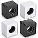 Facmogu 4PCS Microphone Flag Station, Cube Shaped Mic Flags Interview Mic Flag Station with Foam, Custom Microphone Flag Microphone Accessories for Interview KTV Reporter Host Cosplay - White & Black