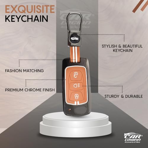 Image of Metal Keycover for Punch, Harrier, Nexon, Altroz, New Safari, Tiago, Tigor - 3 Button Flip Key (Metal Brown)