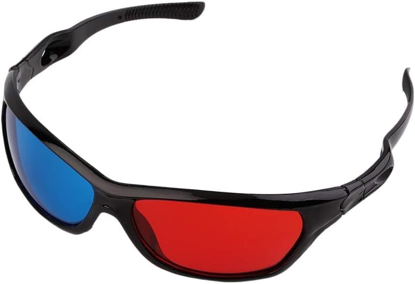 Vugyue 1Pcs Black Adult Black Frame Red Blue 3D Glasses, 3D Glasses for Dimensional Anaglyph Movie Game Accessories, 3D Viewing Glasses