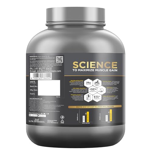 Image of MuscleBlaze Biozyme Gold 100% Whey Protein Powder, Double Rich Chocolate (2kg / 4.4lbs) & Micronised Creatine Monohydrate CreAMP, Citrus Blast (30 Servings, 120g) | Combo Pack