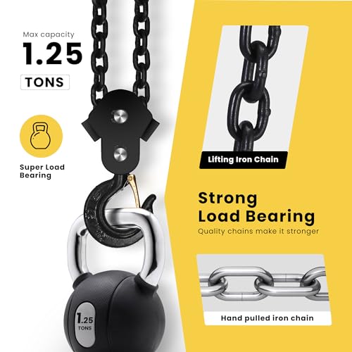 Specstar VH451-RE Hand Chain Hoist 1 Ton 2200 Lbs Capacity 10 Feet thumb #2