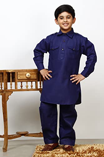 Image of Pro-Ethic Style Developer Kids Ethnic Wear Cotton Pathani Suit for Boys|Plain Kurta Pajama