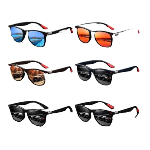 Lunettes de soleil carrées lot de 6 paires pour hommes et femmes