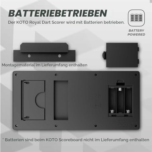 KOTO - Royal Dart Zähler, Dart Scorer, Anzeigetafel inkl. 40 Spiele, Spielstandsanzeige & Befestigungsmaterial, für 8 Spieler, Batteriebetrieben
