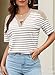 Dokotoo Tops for Women Trendy Summer Casual Short Sleeve Tshirt Shirts 2026 Fashion Womens Top Loose Fit Striped Color Block Blouses Spring T-Shirts Apricot Medium