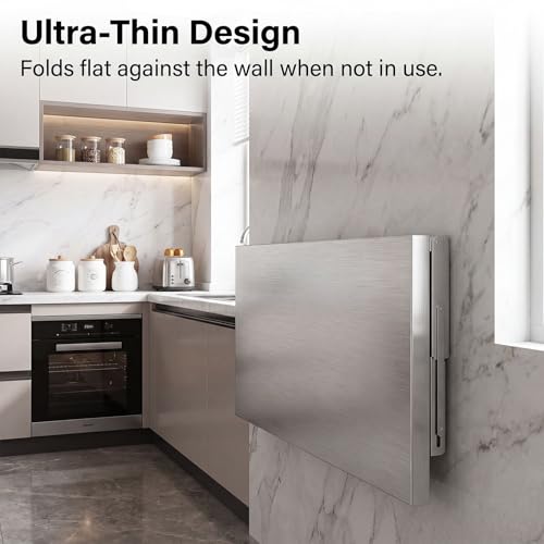 Étagère de cuisine murale pliante inox 60x40cm table rabattable - 4