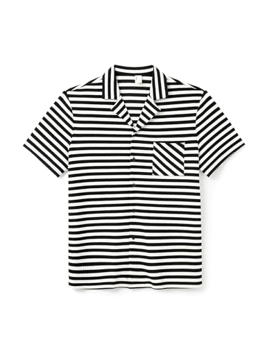Image of PATPAT Family Matching Summer Outfits, Ribbed Knit Striped Women Skirt Set, Men Button Down Shirt and Kids Outfits