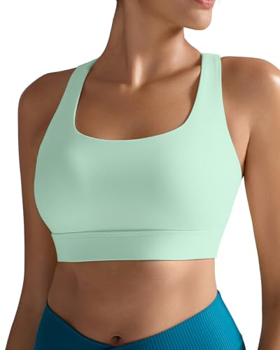 Image of RUNNING GIRL High Impact Sports Bras for Women - Scoop Neck Strappy Sports Bra High Support Moulded Cup Workout Bra