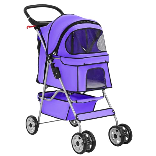 BestPet Pet Stroller Cat Dog Cage Stroller Travel Folding Carrier