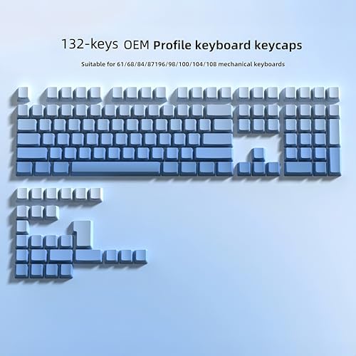Image of dagaladoo Shine Through Keycaps PBT,Side Printed keycap 75 Percent,Doubleshot keycaps Set,Gradient Blue keycaps,Cherry Profile for Mechanical Gaming Keyboards(121 Key,only keycap