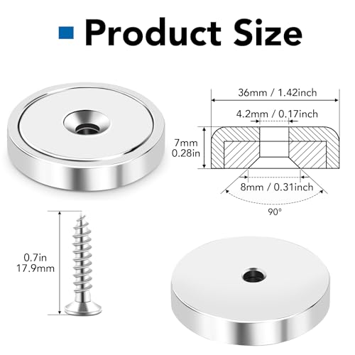 Image of LOVIMAG Strong Neodymium Rare Earth Magnets, 150LBS-12 Pack | Heavy Duty Cup Magnet with Countersunk and Screws for Tool Room, Kitchen Doors, Wall Mounting, Office