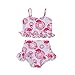 Siyova Costume da Bagno Bambina Costumi Top con Volant Stampato Ciambelle Fenicottero con Pantaloncini 2 Pezzi Completo Bambina Neonata Vestito Mare Estate Spiaggia Vacanze (Rosa, 3-4anni)