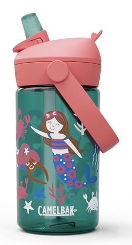 CAMELBAK Thrive Flip Straw Kids - Botella de agua de 14 onzas con Tritan Renew, fácil de transportar, parte superior de pajita, amigos de sirena