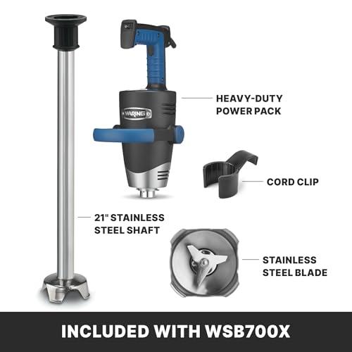 Image of Waring Commercial EvolutionX Immersion Blender, 1.5 Horsepower Motor, 21 inch Stainless Steel Shaft, Variable Speed, 50-Gallon Capacity, for Professional Hand Blender for Kitchens & Catering, WSB700X