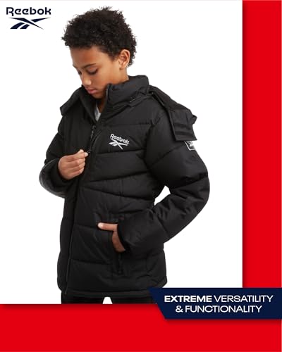 Reebok Boys Puffer Jacket - Heavyweight Quilted Water & Wind Resistant Boys Winter Coat - Fleece Insulated Kids Winter Jacket3