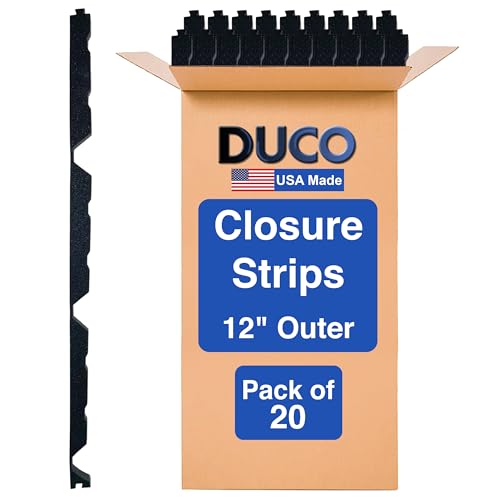 Duco USA-Made R Panel Foam Closure Strips - 20 Pack of 3ft Black Corrugated Roof Foam Strips for Metal Roof Insulations - Weatherproof Insulation Seal Blocks Moisture Gaps Noise & Dust