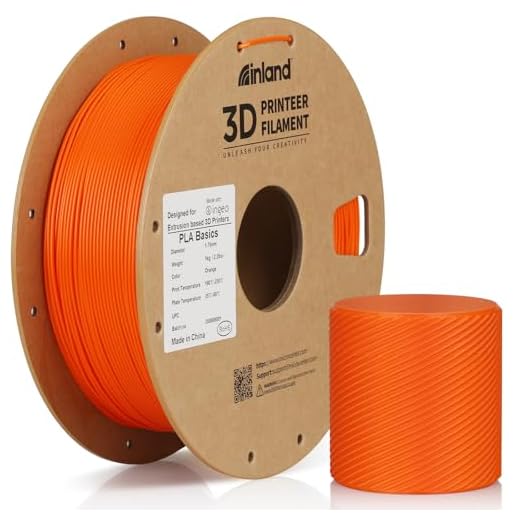Inland PLA Basics Filament 1.75mm, 1kg Spool – Dimensional Accuracy ±0.02mm, Neatly Wound, Fits Most FDM 3D Printers (Orange, 1 Pack)