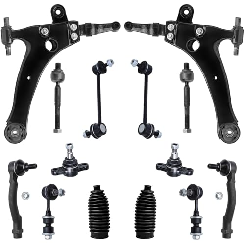 Image of Detroit Axle - 14pc Front End Suspension Kit for Hyundai 1999-2001 Sonata, 2 Lower Control Arms 2 Lower Ball Joints 4 Inner Outer Tie Rods 4 Front Rear Sway Bars 2 Boots 2000 Replacement