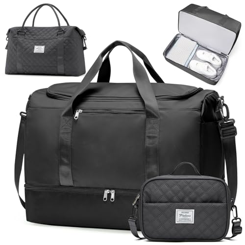 Travel Duffle Bag with Shoes Compartment,Carry-On Weekender Bags for Women