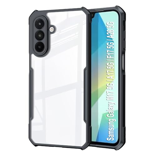 Image of NSTAR Shock Proof Clear Protective Back Case for Samsung Galaxy M17 5G / A17 5G / F17 5G / A26 5G | Acrylic Crystal Clear 360 Degree Protection- (PC & TPU, Black Bumper)
