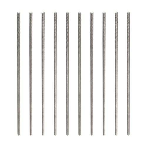Rebower Totalmente Roscado Varilla 304 Inoxidable Acero Perno Prisionero Barra, [para Abrazaderas U Pernos] - M3 x 180mm Macho Roscado 0,5mm Paso/Plateado/Paquetes de 10