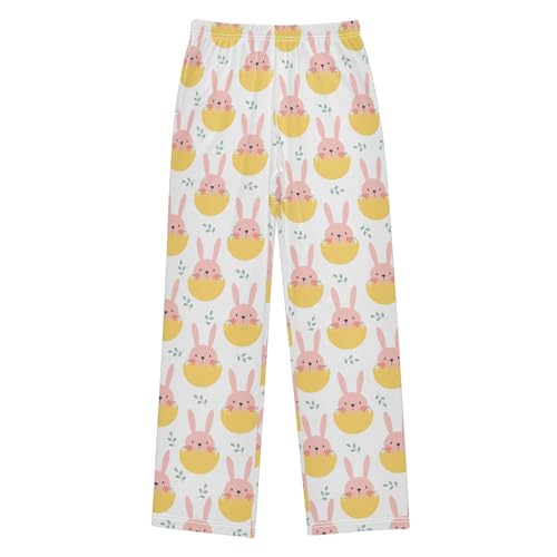 ZZXXB Lovely Bunny with Egg Boys Long Pants Soft Trousers Elastic Waist Kids Lounge Bottoms with Pockets S-XL