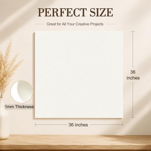 Image of White Large Felt Fabric 36 inch x 36 inch (1 Square Yard), 1mm Stiff Felt Sheet, Nonwoven Fabric for Crafts, DIY Projects, Art, Sewing, Lining & Decorations