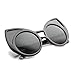 zeroUV Womens High Fashion Oversized Window Lens Round Cat Eye Sunglasses (Black/Smoke)