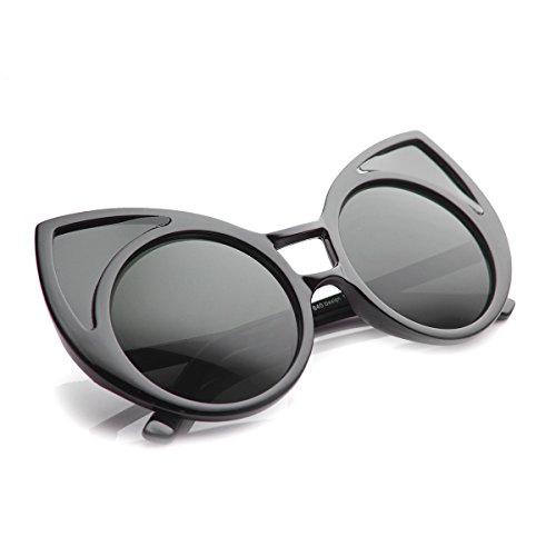 zeroUV Womens High Fashion Oversized Window Lens Round Cat Eye Sunglasses4